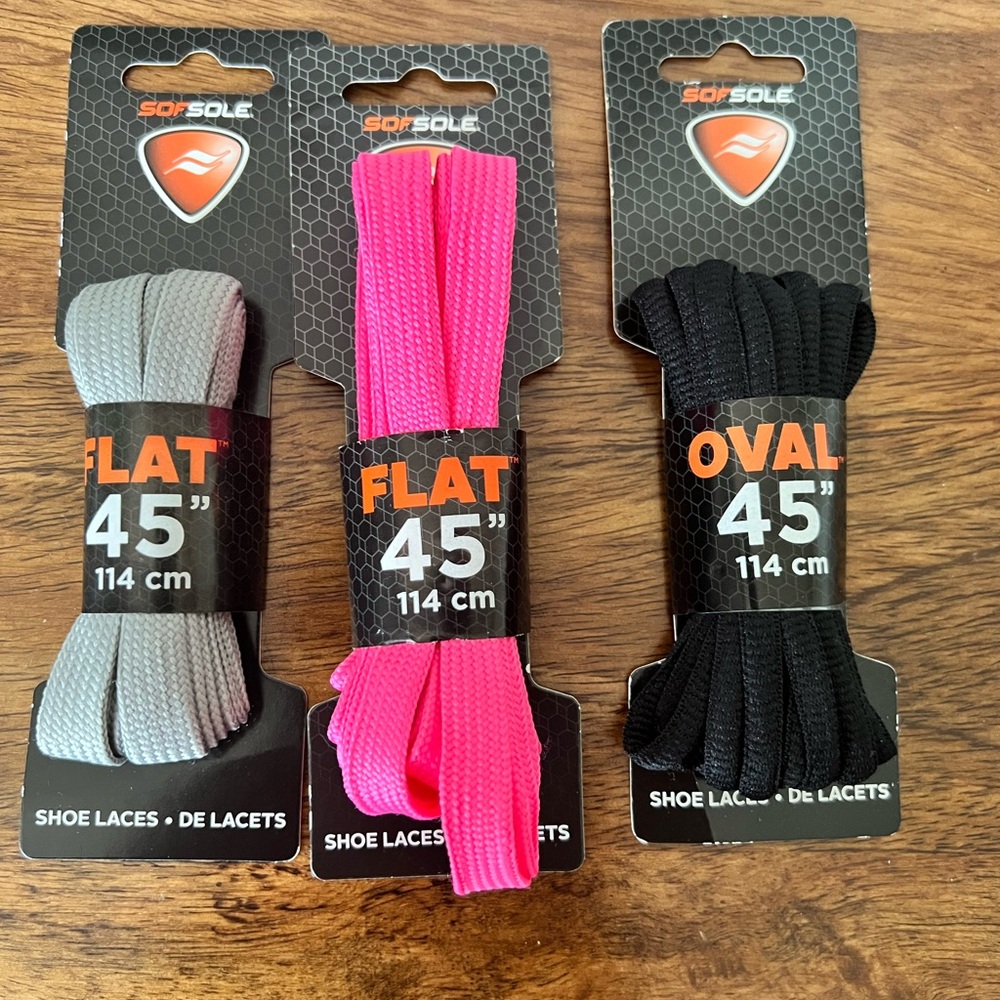 Sof Sole Shoe Laces Set - Gray, Pink, Black